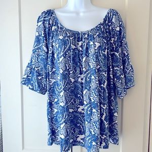 Michael Kors blue paisley top 2X